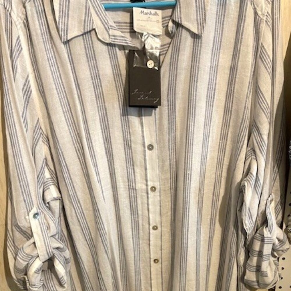 Lane and Delaney Striped Button-Up Shirt